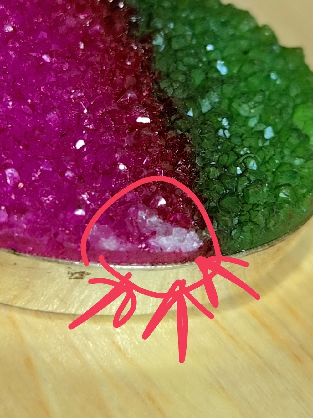 Green and Pink Watermelon Crystal Druzy Oval Pendant In 925 Silver - Picture 11 of 15